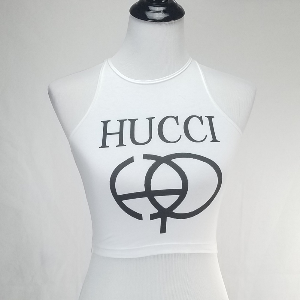 HUCCI Crop Tank Top Funny Parody Designer